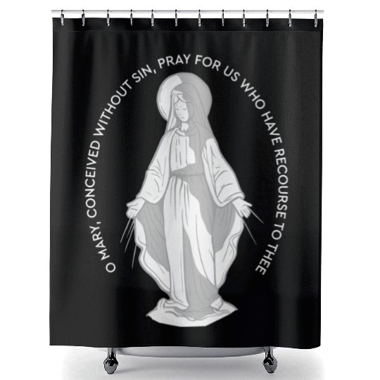 Our Lady of Grace Medal Mary Catholic F Shower Curtains