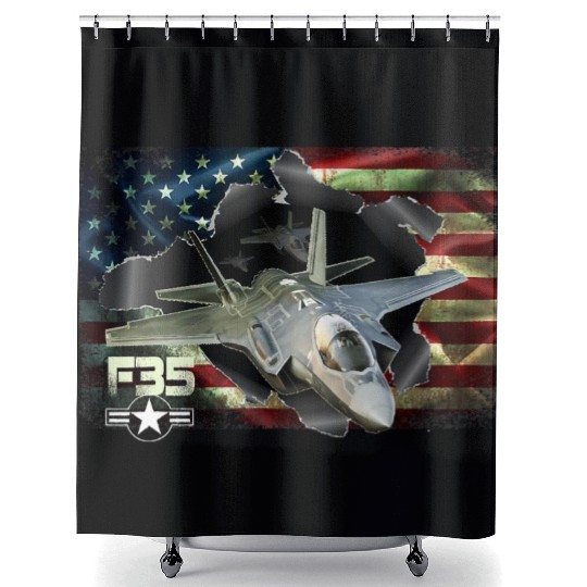 F 35 Lightning Air Force Military Veteran Pride US Shower Curtains