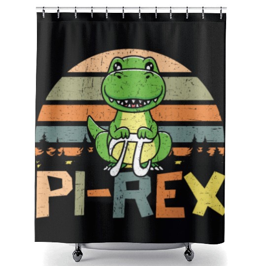 Pi-rex Dinosaur Math Teacher Mathematician Pi Day Shower Curtains