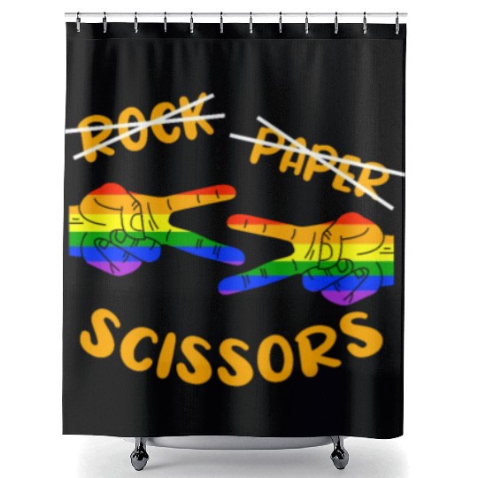 Rock Paper Scissors, LGBT Rainbow Flag Shower Curtains