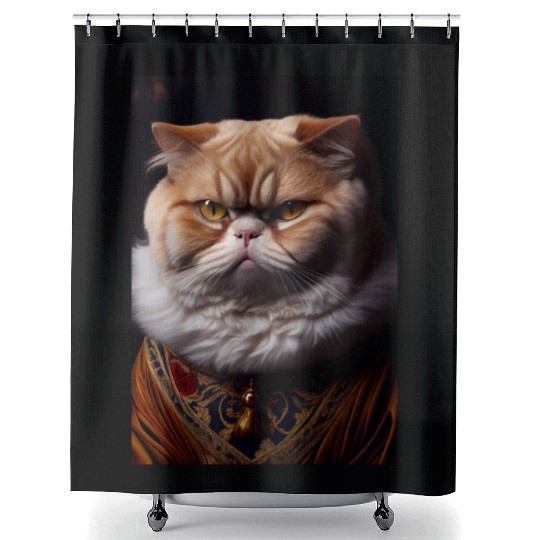 Exotic Shorthair Cat Breed Portrait Royal Renaissa Shower Curtains