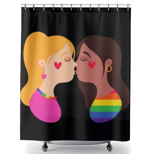 lesbian lgbtq pride valentine day 2022 valentines Shower Curtains