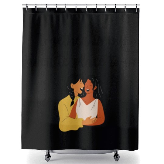 lesbian lgbtq pride valentine day 2023 valentines Shower Curtains