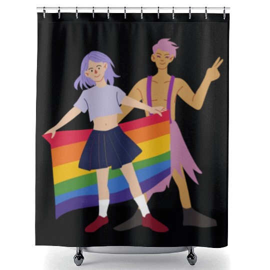 lesbian lgbtq pride valentine day 202 valentines Shower Curtains