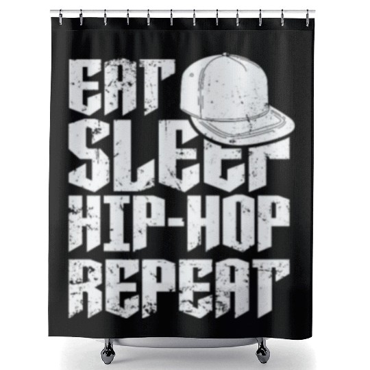Eat Sleep Hip Hop Repeat Music Direction Rap Shower Curtains