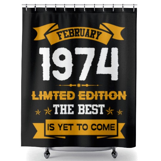 February 1974 Birthday Surprise Shower Curtains