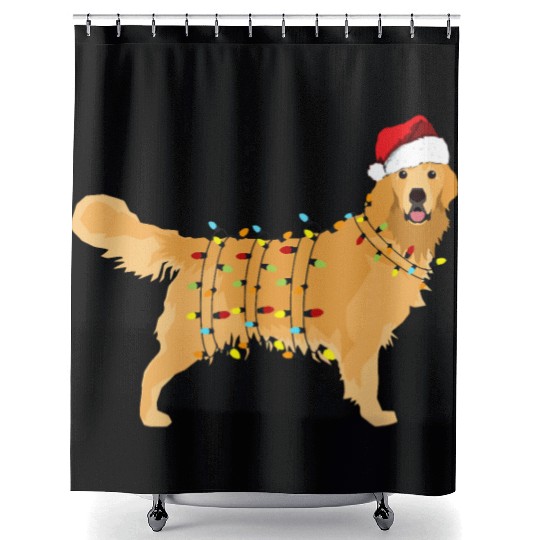 Christmas Golden Retriever Happy New Year Gift For Shower Curtains