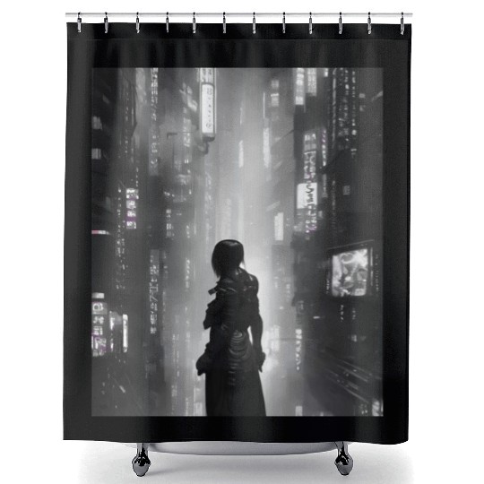 Cyberpunk Vaporwave Anime Japan Cyber aesthetic Shower Curtains