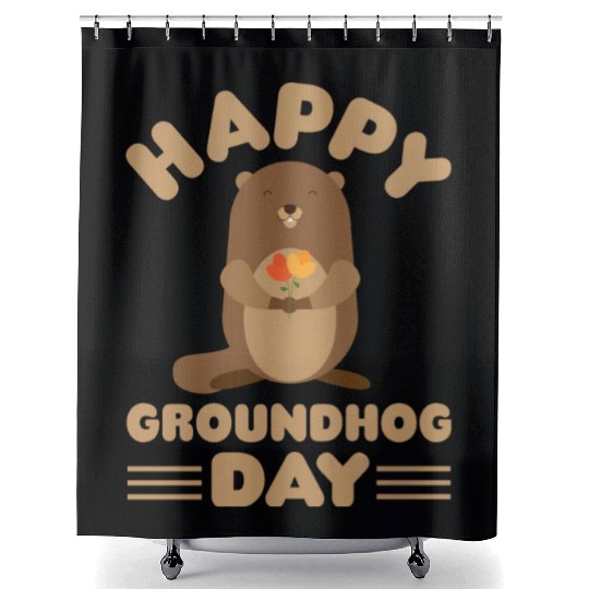 Groundhog Day cute print retro Shower Curtains