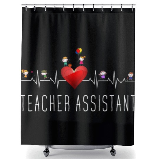 Teacher Assistant Heartbeat Kindergarten Shower Curtains