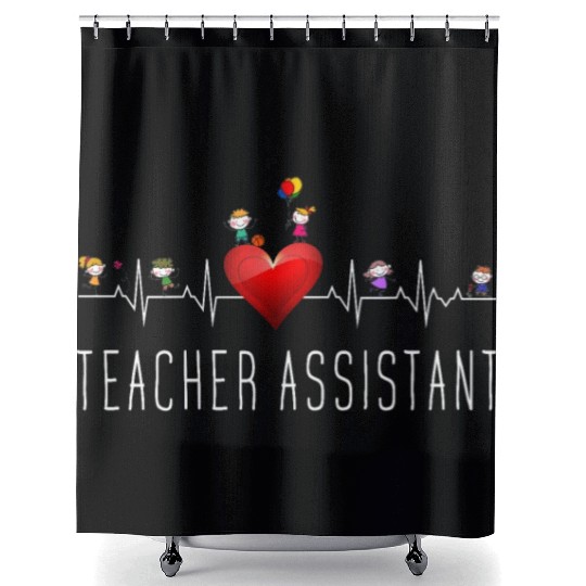 Teacher Assistant Heartbeat Kindergarten Shower Curtains