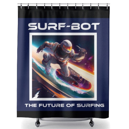 Robot Silver Surfer Shower Curtains