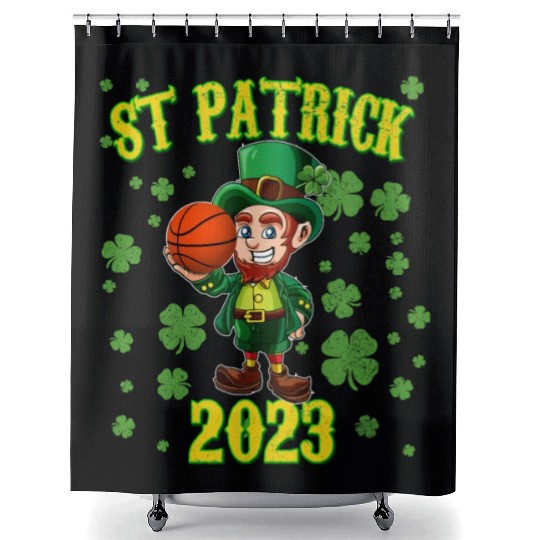 Kids Basketball St Patricks Day Lucky Basketball Shower Curtains