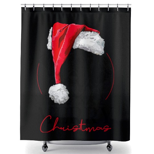 Santa Saint Bernard Dog Christmas Wilsigns Shower Curtains