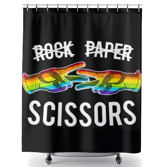 Rock Paper Scissors Lesbian Pride Rainbow LGBT Shower Curtains