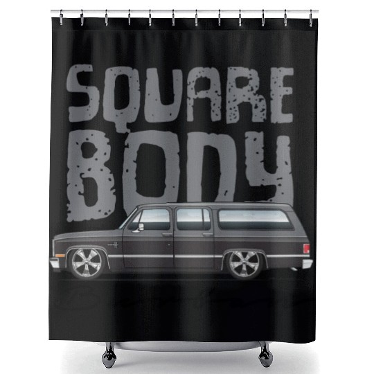 SQUARE Charcoal Shower Curtains