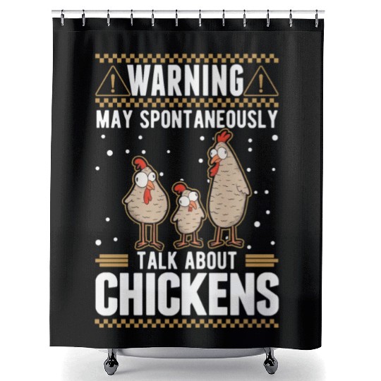 Warning Chickens Farmer Chicken Shower Curtains