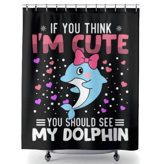 Dolphin Heart Valentine's Day Animal For Womens Shower Curtains