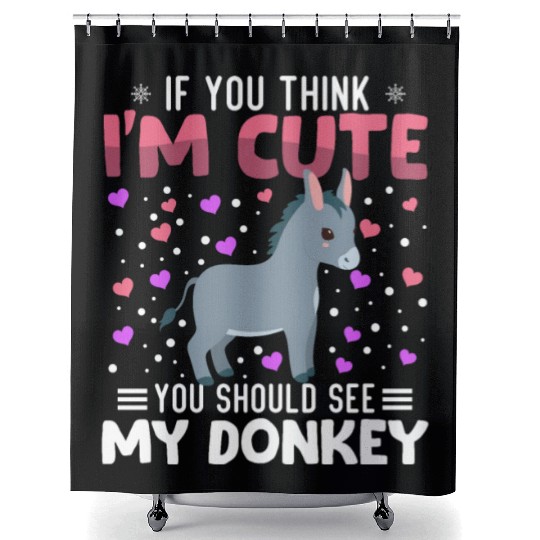 Donkey Heart Valentine's Day Animal For Womens Shower Curtains