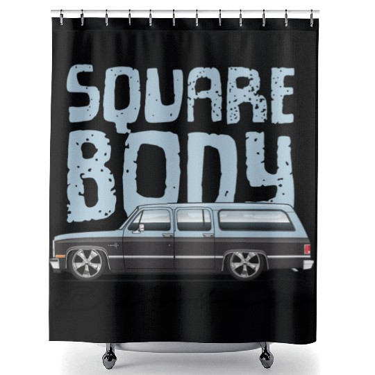 square body Light Blue Shower Curtains