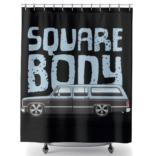 square body Light Blue Shower Curtains
