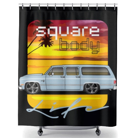 square Light Blue Shower Curtains