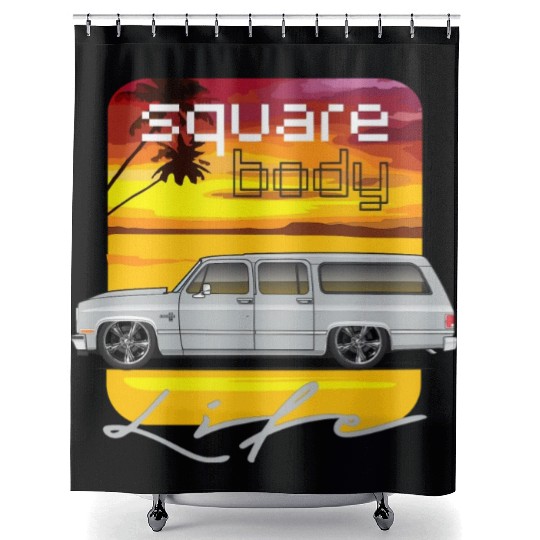square Light Silver Shower Curtains
