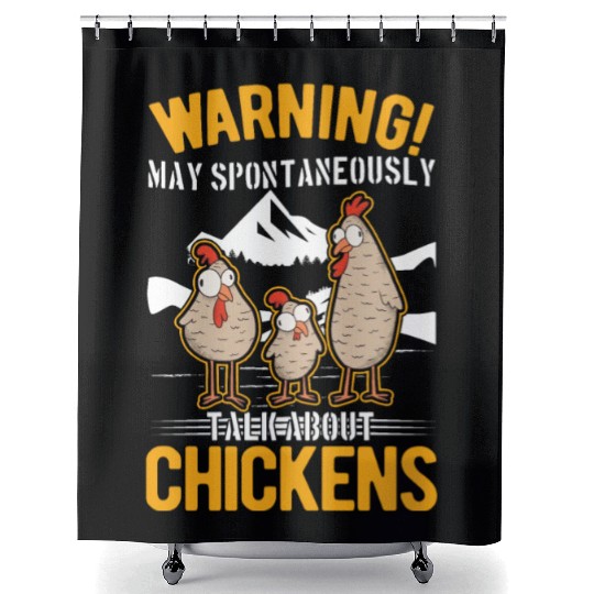 Warning Chickens Farmer Chicken Shower Curtains