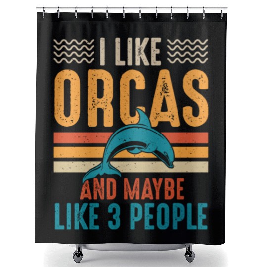I Like Orcas and Maybe 3 People, Orca Killer Whale Shower Curtains