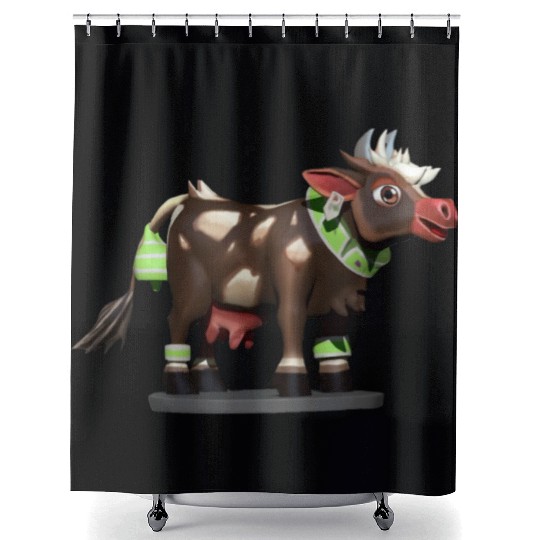 Dark Brown Cow Shower Curtains