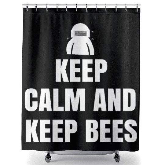 keep calm and keep bees Shower Curtains