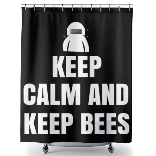 keep calm and keep bees Shower Curtains