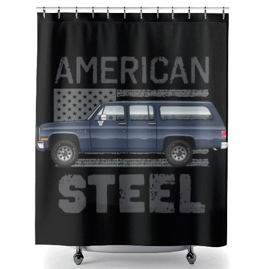 american steel Midnight Blue Shower Curtains
