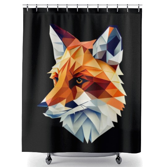 Fox Polygon Wild Animal Lover Wildlife Zookeeper Shower Curtains
