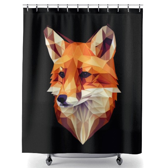 Fox Polygon Wild Animal Lover Wildlife Zookeeper Shower Curtains