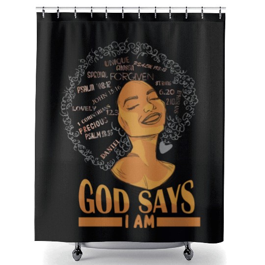 African American Girl God Says I Am Black Pride Shower Curtains