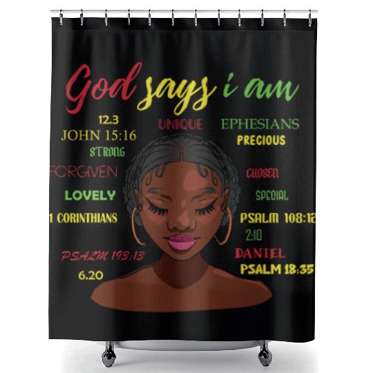 African American Girl God Says I Am Black Pride Shower Curtains