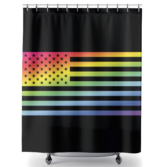 Stars And Stripes / Rainbow Flag (America) Shower Curtains