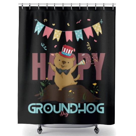 Happy Groundhog Day Shower Curtains