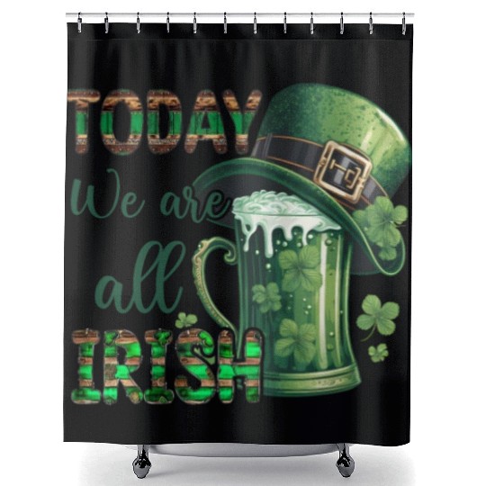 Mens St Patricks Day All Irish Green Shamrock Shower Curtains