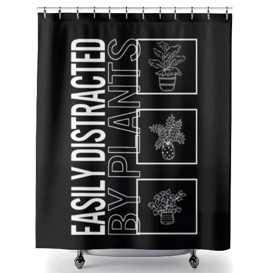 Easily Distracted By Plants, Garden Plant Shower Curtains