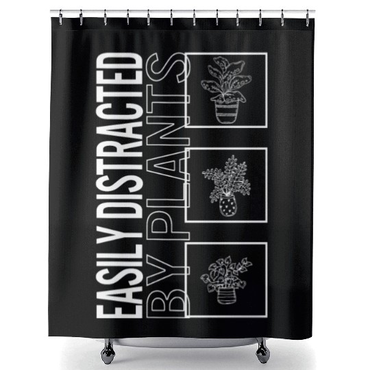 Easily Distracted By Plants, Garden Plant Shower Curtains