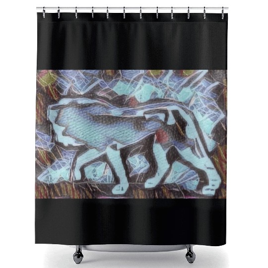 imageedit 6 4982544479 streetart lion Shower Curtains