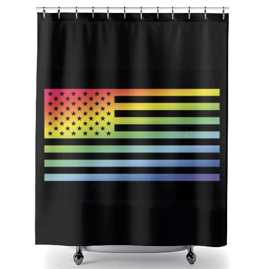 Stars And Stripes / Rainbow Flag (USA / Poster) Shower Curtains