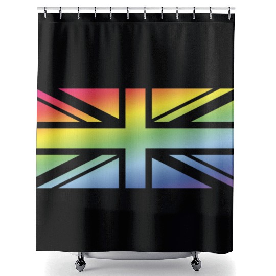 Union Jack / Rainbow Flag (Great Britain / UK) Shower Curtains