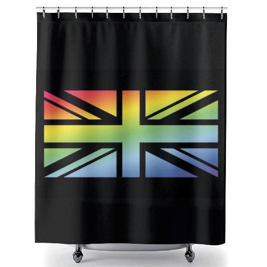 Union Jack / Rainbow Flag (Britain / UK / Poster) Shower Curtains