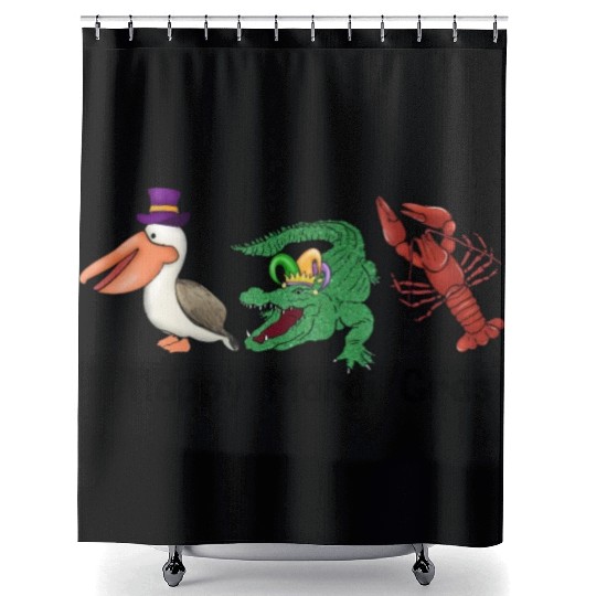 Kids Toddler Girls Fleur de Lis Mardi Gras Gnomes Shower Curtains