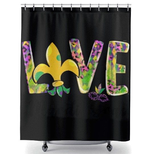 New Orleans Kids Girls Love Mardi Gras Outfit Shower Curtains