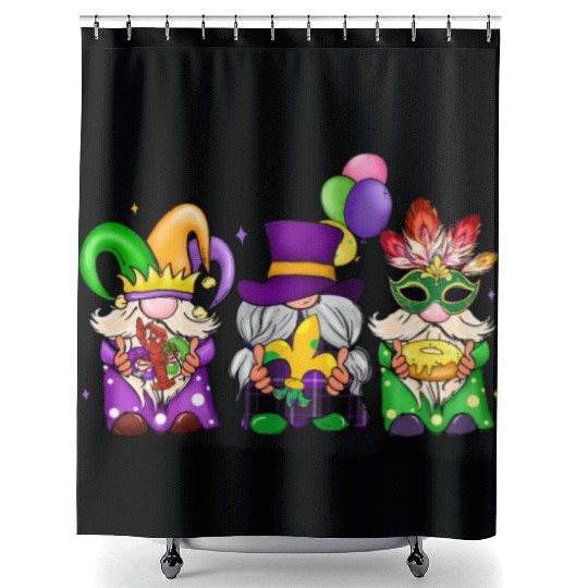 Kids Toddler Girls Fleur de Lis Mardi Gras Gnomes Shower Curtains