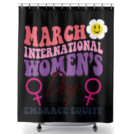 International Women's Day 2023 Theme Embrace Equit Shower Curtains